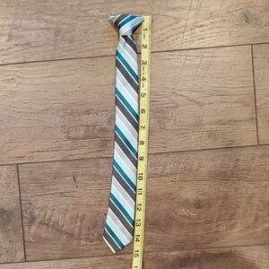 Striped Blue and Gray Clip On Tie